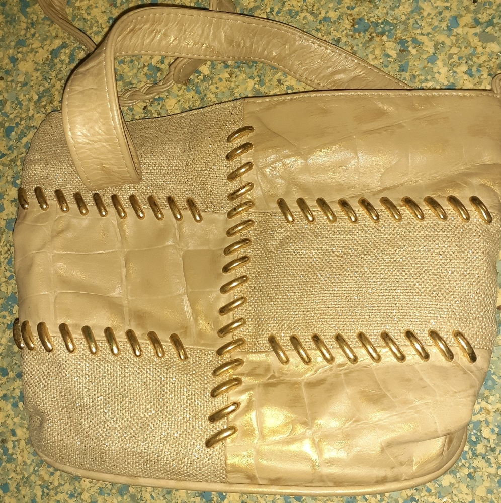 Tan Leather/suede bag/purse medium size